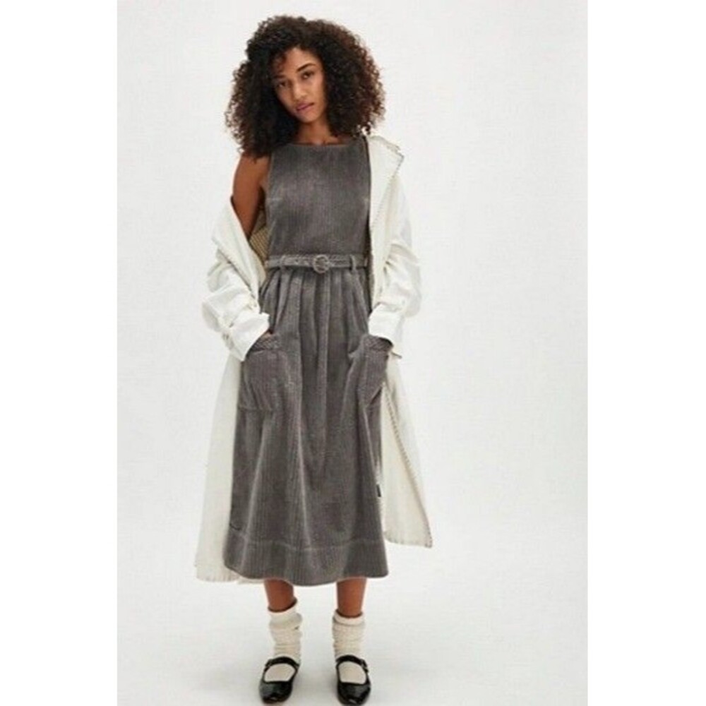Free People The Other Side Corduroy Midi Dress Cotton Fit & Flare XS0 New 283565